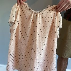 Blush silk blend blouse with polka dots and lining
